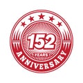 152 years anniversary celebration. 152nd anniversary logo design. 152years logo.