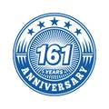 161 years anniversary celebration. 161st anniversary logo design. 161years logo.