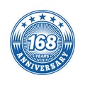 168 years anniversary celebration. 168th anniversary logo design. 168years logo.