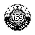 169 years anniversary celebration. 169th anniversary logo design. 169years logo.