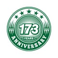 173 years anniversary celebration. 173rd anniversary logo design. 173years logo.