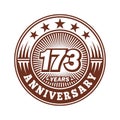 173 years anniversary celebration. 173rd anniversary logo design. 173years logo.