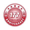 177 years anniversary celebration. 177th anniversary logo design. 177years logo. Royalty Free Stock Photo