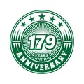 179 years anniversary celebration. 179th anniversary logo design. 179years logo. Royalty Free Stock Photo