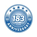 183 years anniversary celebration. 183rd anniversary logo design. 183years logo. Royalty Free Stock Photo
