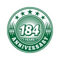 184 years anniversary celebration. 184th anniversary logo design. 184years logo.