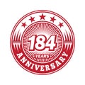 184 years anniversary celebration. 184th anniversary logo design. 184years logo.