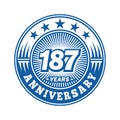 187 years anniversary celebration. 187th anniversary logo design. 187years logo. Royalty Free Stock Photo