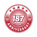 187 years anniversary celebration. 187th anniversary logo design. 187years logo. Royalty Free Stock Photo