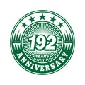 192 years anniversary celebration. 192nd anniversary logo design. 192years logo. Royalty Free Stock Photo