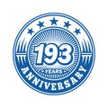 193 years anniversary celebration. 193rd anniversary logo design. 193years logo. Royalty Free Stock Photo