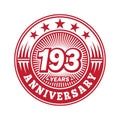 193 years anniversary celebration. 193rd anniversary logo design. 193years logo. Royalty Free Stock Photo