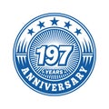 197 years anniversary celebration. 197th anniversary logo design. 197years logo. Royalty Free Stock Photo