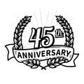 45 years anniversary celebration logotype. 45th anniversary logo. Vector and illustration. Royalty Free Stock Photo
