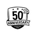 50 years anniversary celebration shield design template. 50th anniversary logo. Vector and illustration.