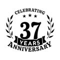 37 years anniversary celebration logotype. 37th anniversary logo. Vector and illustration.