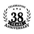 38 years anniversary celebration logotype. 38th anniversary logo. Vector and illustration.