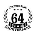 64 years anniversary celebration logotype. 64th anniversary logo. Vector and illustration.