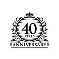 40 years celebrating anniversary design template. 40th anniversary logo. Vector and illustration. Royalty Free Stock Photo