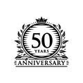 50 years celebrating anniversary design template. 50th anniversary logo. Vector and illustration. Royalty Free Stock Photo