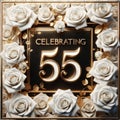 55th Celebration with Ivory Roses and Golden Leaves