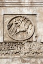 4th century Arch of Constantine, Arco di Costantino next to Colosseum, details of the attic, Rome, Italy Royalty Free Stock Photo