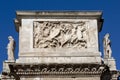 4th century Arch of Constantine, Arco di Costantino next to Colosseum, details of the attic, Rome, Italy Royalty Free Stock Photo