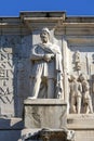 4th century Arch of Constantine, Arco di Costantino next to Colosseum, details of the attic, Rome, Italy Royalty Free Stock Photo