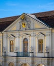 The 18th century Baroque Residenzschloss Ludwigsburg, inspired by Versailles Palace. Building gable in the entrance area to the Royalty Free Stock Photo