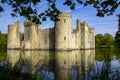 14th century Bodium castle surrounded by a moat in the County of Sussex in England. Royalty Free Stock Photo