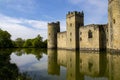 14th century Bodium castle surrounded by a moat in the County of Sussex in England.