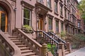 19th century brownstone townhouses Royalty Free Stock Photo