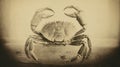 19th Century Calotype Print: Captivating Crab In Monochrome