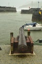 18th Century Cannon In The Port Of Mundaca. War Travel Nature.