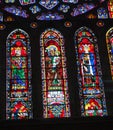 Stained glass windows in european church Royalty Free Stock Photo