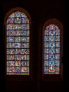 Stained glass windows in european church Royalty Free Stock Photo