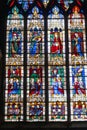 Stained glass windows in european church Royalty Free Stock Photo