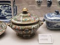 19th Century China Macau Antique Guangcai Cantonese Enamel with Gold Canton Porcelain Dish Guangzhou Macao Museum