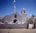 17th century colonial church, front facade in atacama chile