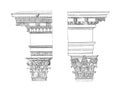 Entablatures from the temple of Jupiter and from Pantheon in Rome | Antique Architectural Illustrations