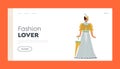 19th Century Fashion Lover Landing Page Template. Elegant Lady in Beautiful Vintage Dress, Victorian Woman Royalty Free Stock Photo