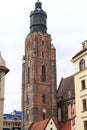 14th century gothic St. Elisabeth Church, tower, Market Square,Wroclaw, Poland