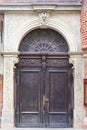 14th century gothic St. Elisabeth Church, wooden door, Market Square, Wroclaw, Poland