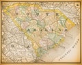 19th century map of South Carolina Royalty Free Stock Photo