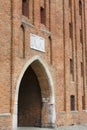 15th century Mariacka Gate by the river Motlawa, Long Bridge, Gdansk, Poland