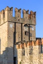 13th-century medieval stone Scaliger Castle Castello Scaligero on Lake Garda, Sirmione, Italy