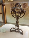 The 19th century metal sphere on a decorative stand - exhibit at the museum of the Sforzesco Castle - Castello Sforzesco in Milan