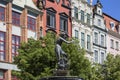 17th century Neptune`s Fountain Statue at Long Market  Street, Gdansk, Poland Royalty Free Stock Photo