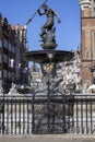 17th century Neptune\'s Fountain Statue at Long Market Street, Gdansk, Poland Royalty Free Stock Photo