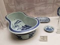 Qing China Macau Antique Porcelain Bidet Blue White Delft Museum Vintage Retro Macao Portuguese Earthenware Azulejo Ceramic